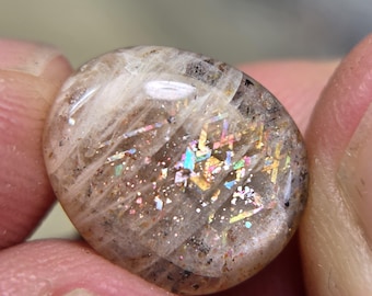 Australian Rainbow Lattice Sunstone Cabochon 15 x 13  mm A4177
