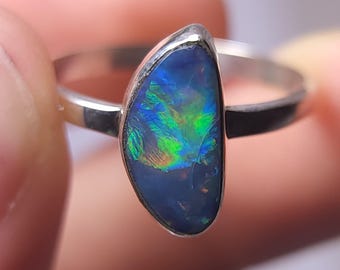 Boulder Opal Doublet Ring 13x7x3 mm A4722