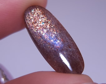 Electric Sunstone Dual Sheen Confetti and Blue Moonstone Cabochon 24x10x3 mm  A5103