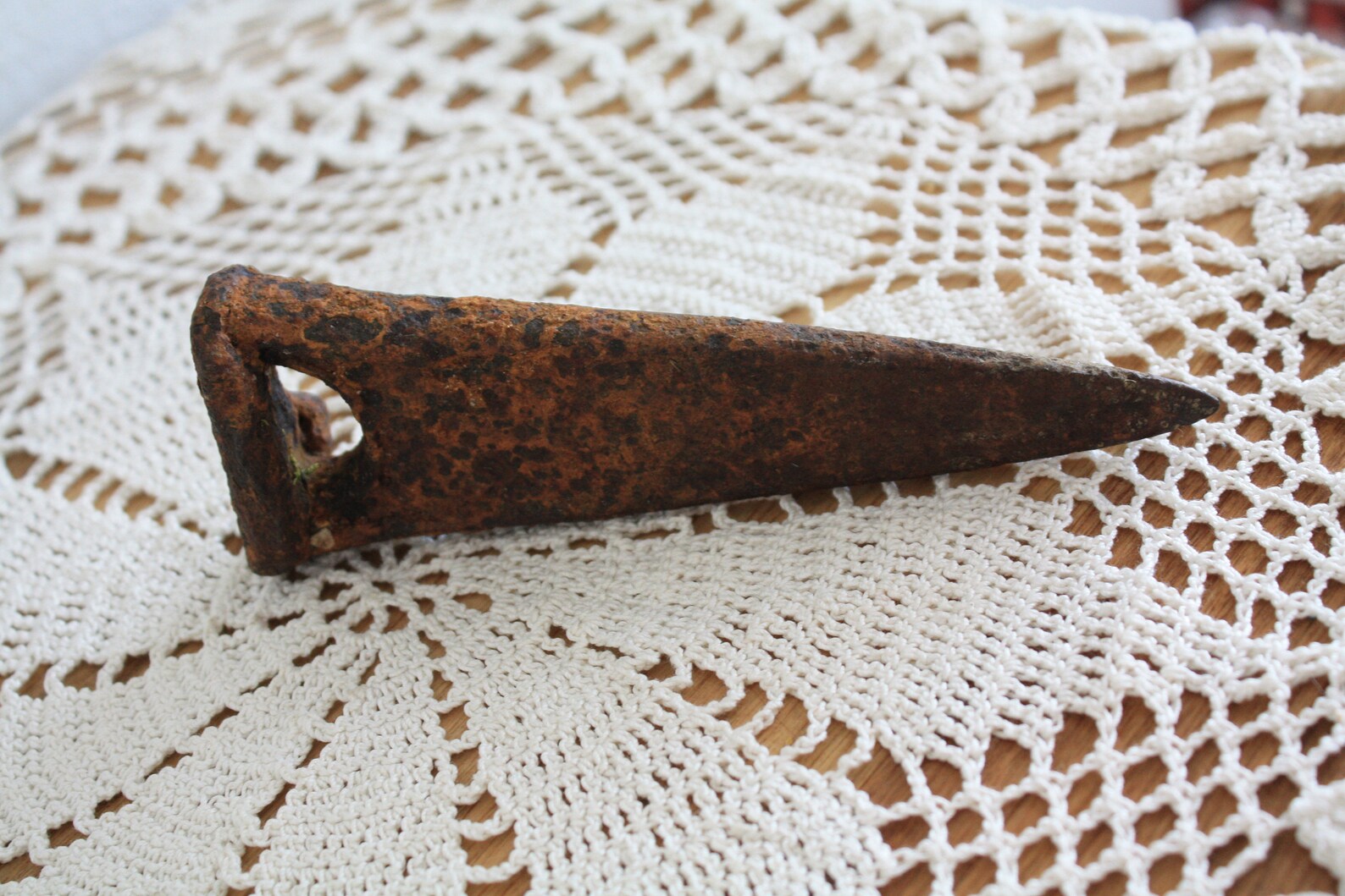 Vintage Iron Wedge , Old Tool, Log Splitting Wedge, Woodwork