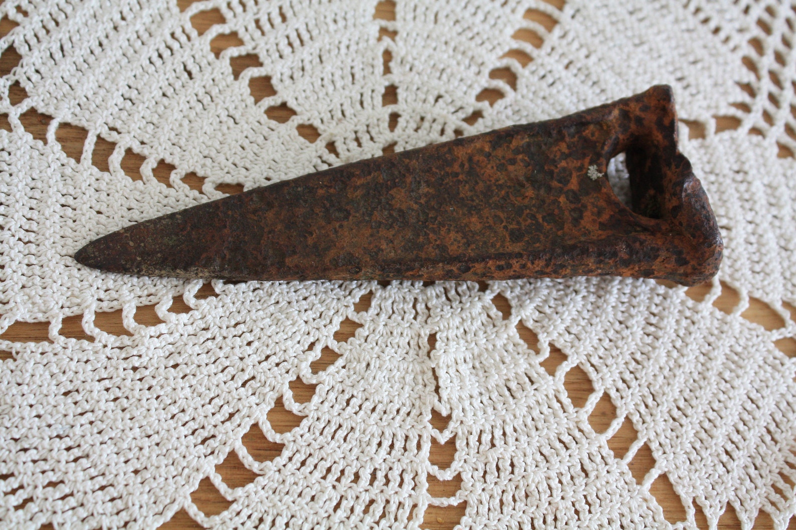 Vintage Iron Wedge , Old Tool, Log Splitting Wedge, Woodwork