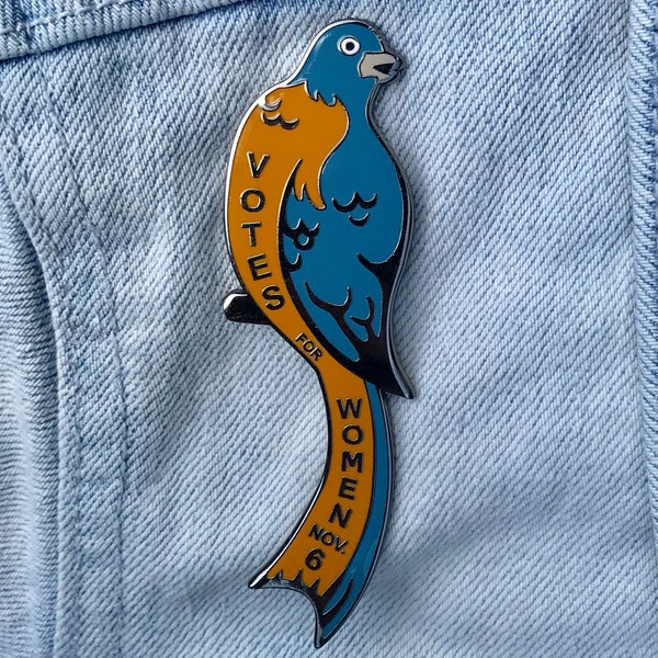 Votes For Women Suffrage Bird Feminist Election Enamel Pin from Drumpf.WTF Heritage Collection