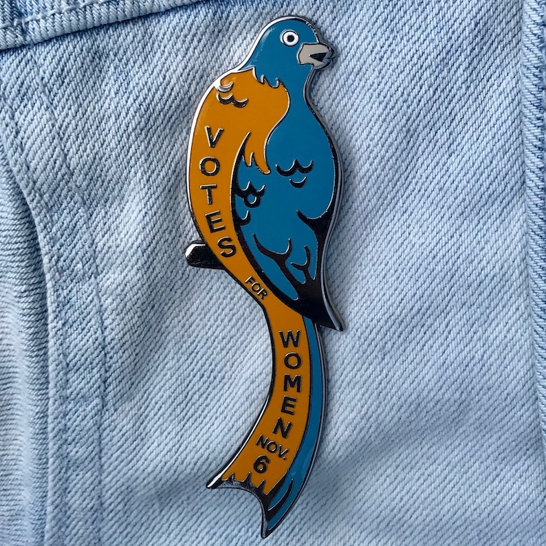 Votes For Women Suffrage Bird Feminist Election Enamel Pin image 1