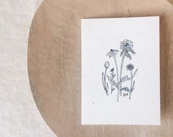Floral Sketch Notecard - Single | Original Pen & Ink Artwork