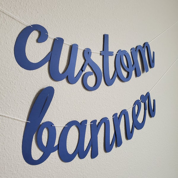 Custom Banner, Banner, Custom Navy Blue Banner, Custom Cursive Banner, Cursive Banner, Custom Hashtag, Cursive Birthday Banner