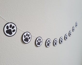 Paw Print Banner, Paw Print Garland, Dog Birthday Party, Cat Birthday Party, Custom Paw Print Banner, Paw Decorations