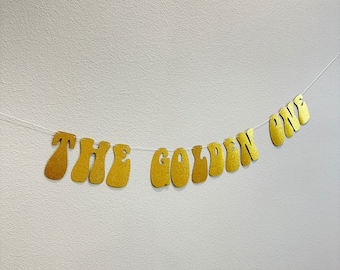 The Golden One Banner, Gold Glitter Birthday Party Decor