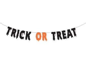 Trick Or Treat, Trick Or Treat Banner, Halloween Decorations, Halloween Banner, Halloween, Black and Orange Banner, Custom Halloween Banner