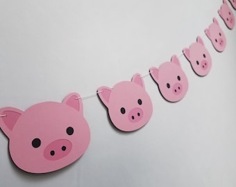 Pig Garland, Pig Banner, Pig Decor, Cute Pig Decorations, Babies Room Pigs, Pigs Birthday Party Decorations, Pig Baby Room Decorations