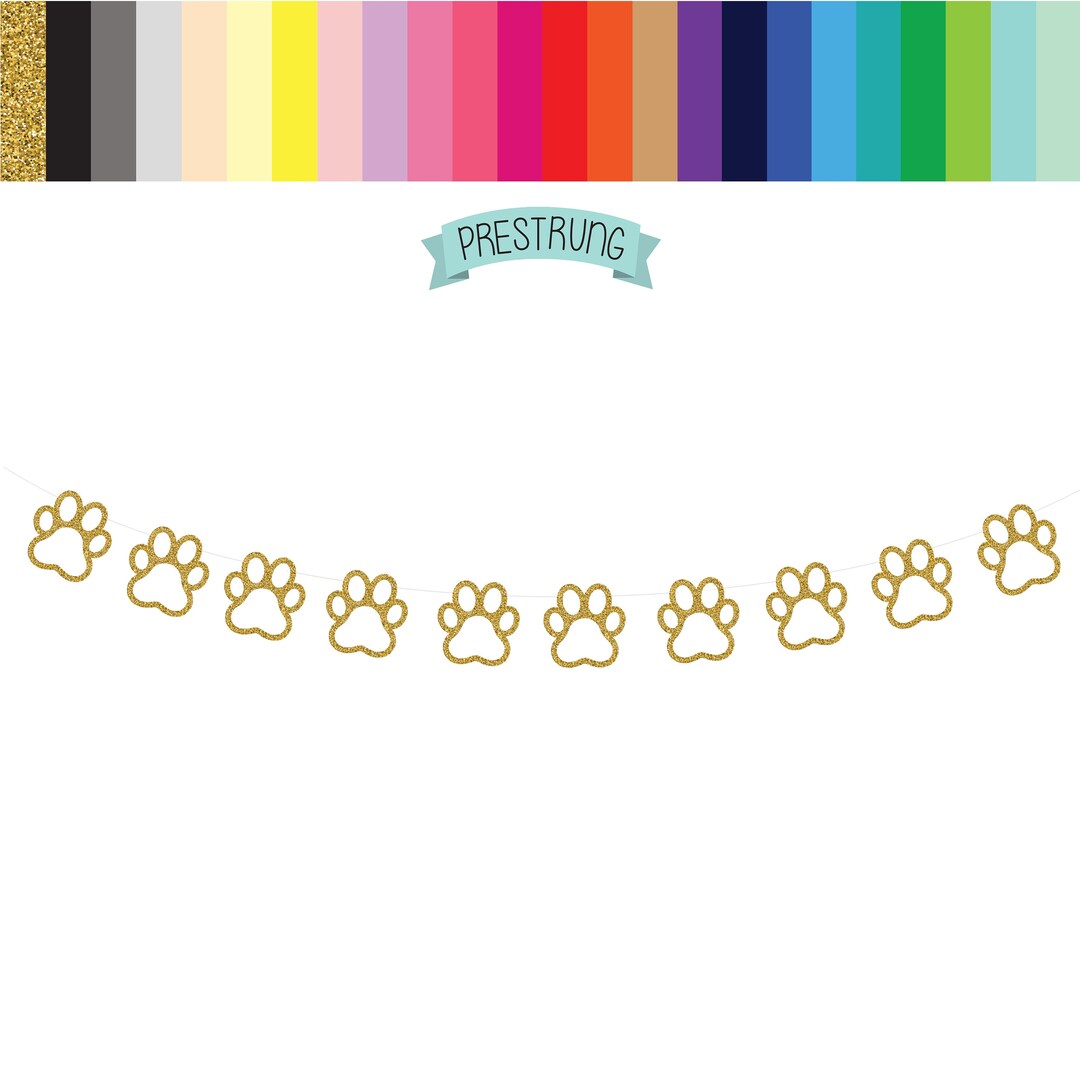 Paw Print Banner, Paw Print Garland, Custom Dog Banner, Custom Cat ...