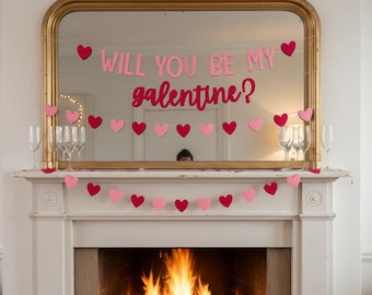 Will You Be My Galentine Banner, Pink and Red Galentines Decor, Galentine’s Day Party Banner, Heart Party Backdrop