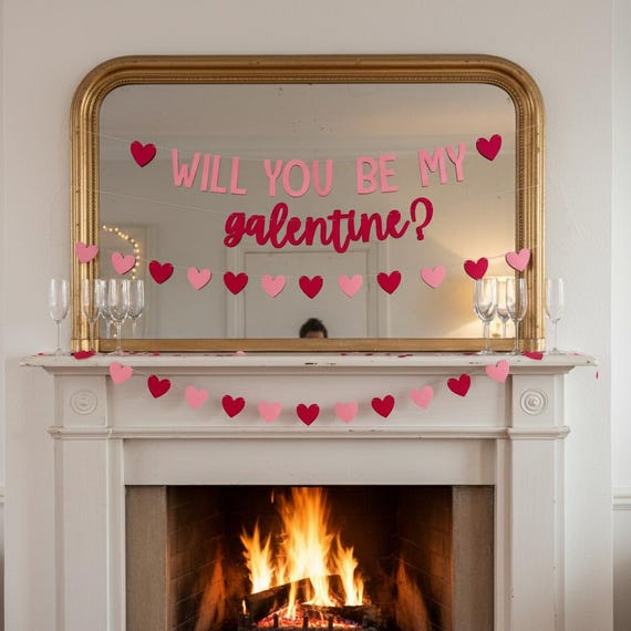 Will You Be My Galentine Banner, Pink and Red Galentines Decor, Galentine’s Day Party Banner, Heart Party Backdrop