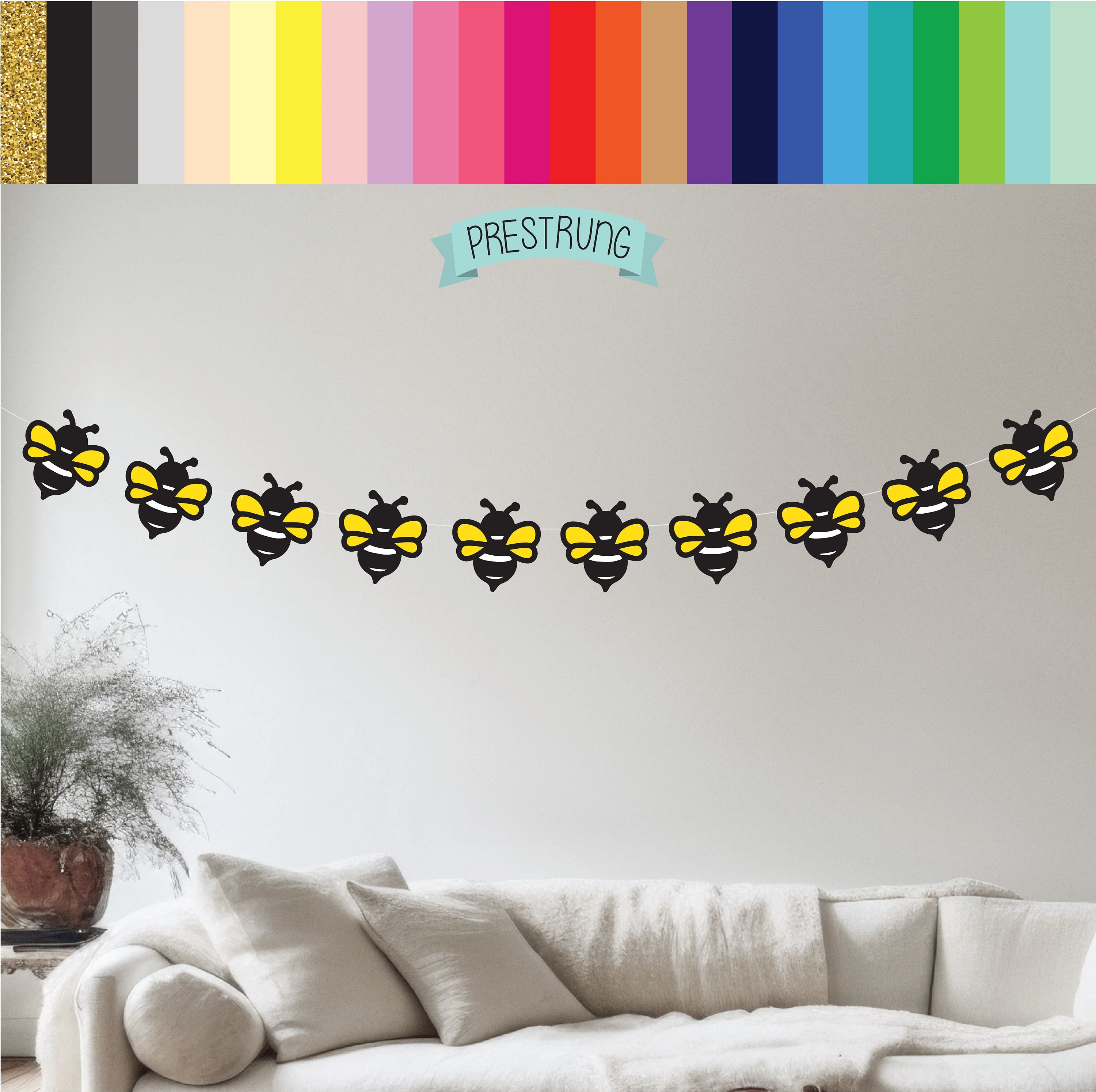 Bee Banner Bee Garland Custom Bee Banner Bee Decorations Bee Party Bee Birthday Custom Bee Decorations Bee Themed Decorations