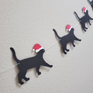 Cat Christmas Garland, Cat Christmas, Meowy Christmas Banner, Christmas Cat Banner, Cat Christmas Banner, Cat with Santa Hat