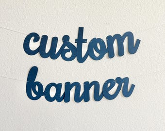 Banderole personnalisée, banderole, banderole bleu marine personnalisée, banderole cursive personnalisée, banderole cursive, hashtag personnalisé, banderole anniversaire cursive