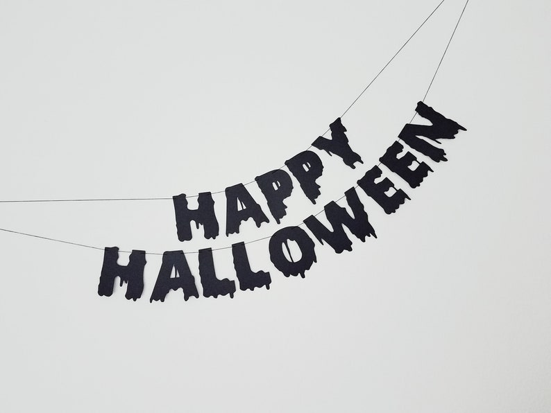 Happy Halloween Banner Spooky Halloween Banner Black image 5