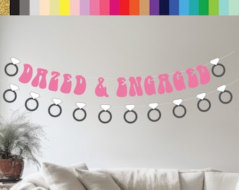 Dazed & Engaged, Dazed and Engaged Banner, Custom 70s Banner, Retro Bachelorette Party Banner, Hippie Bachelorette Party Decorations