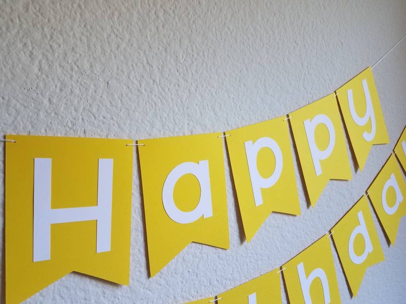 Yellow Birthday Banner Yellow and White Birthday Yellow and | Etsy