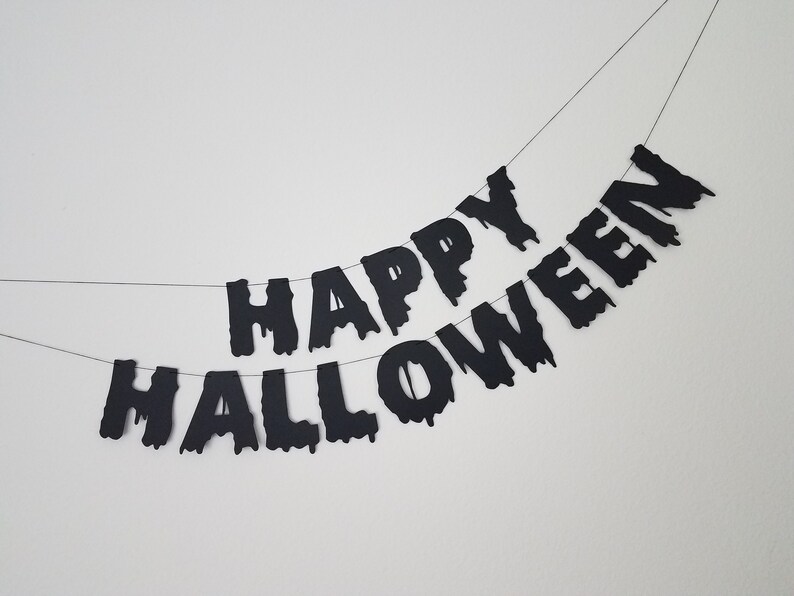 Happy Halloween Banner Spooky Halloween Banner Black image 3