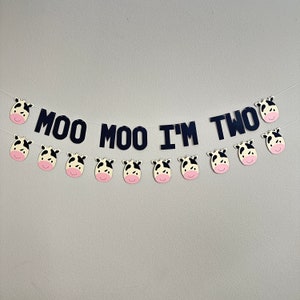 Moo Moo I'm Two, Cow Garland, Cow Banner, Cow Decor, Babies Room Cow, Cow Birthday Party Decorations, Cow Themed Party
