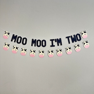 Moo Moo I'm Two, Cow Garland, Cow Banner, Cow Decor, Babies Room Cow, Cow Birthday Party Decorations, Cow Themed Party