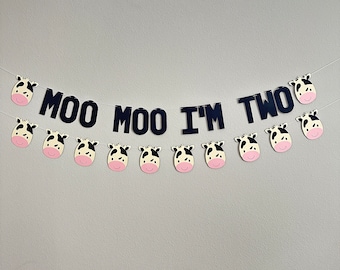 Moo Moo I'm Two, Cow Garland, Cow Banner, Cow Decor, Babies Room Cow, Cow Birthday Party Decorations, Cow Themed Party