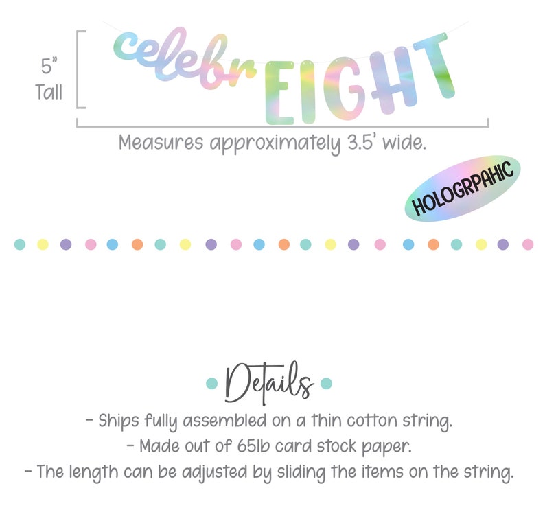 Celebreight, 8th Birthday Banner, Eighth Birthday, 8th Birthday Party ...