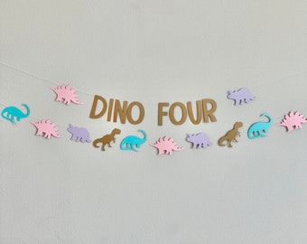 Dino Four Birthday Banner, Dinosaur Party Decorations
