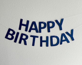 Navy Blue Happy Birthday Banner, Boy Birthday Banner, Navy Banner, Navy Customize Banner, Navy Birthday Banner, Navy Party Decor