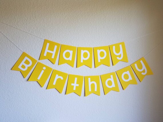 yellow and white happy birthday banner yellow and white etsy yellow happy birthday banner