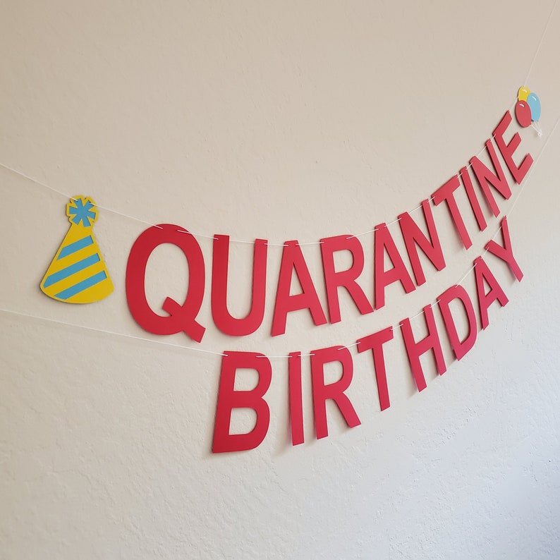 Quarantine Birthday Red Quarantine Banner Quarantine Party Etsy