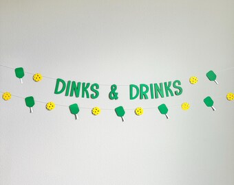 Dinks & Drinks Banner | Pickleball Party Decor | Fun Pickleball Theme Garland | Paddle and Drink Party Sign