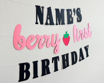 Name’s Berry First Birthday Banner | Strawberry First Birthday Decor | Strawberry Theme Party | 1st Birthday Banner