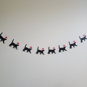 Cat Christmas Garland, Cat Christmas, Meowy Christmas Banner, Christmas Cat Banner, Cat Christmas Banner, Cat with Santa Hat image 5