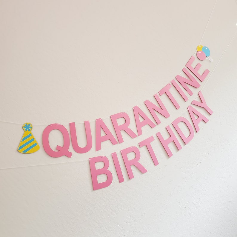 Quarantine Birthday Pink Quarantine Banner Quarantine Party Etsy