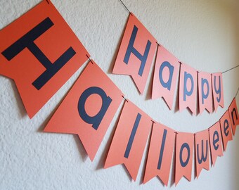 Happy Halloween Banner, Halloween Banner, Orange and Black Halloween Banner, Orange and Black Halloween Decorations, Happy Halloween Sign