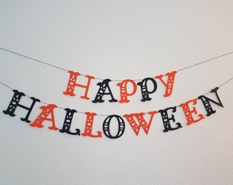 Happy Halloween Banner, Halloween Banner, Orange and Black Halloween Banner, Orange and Black Halloween Decorations, Happy Halloween Sign