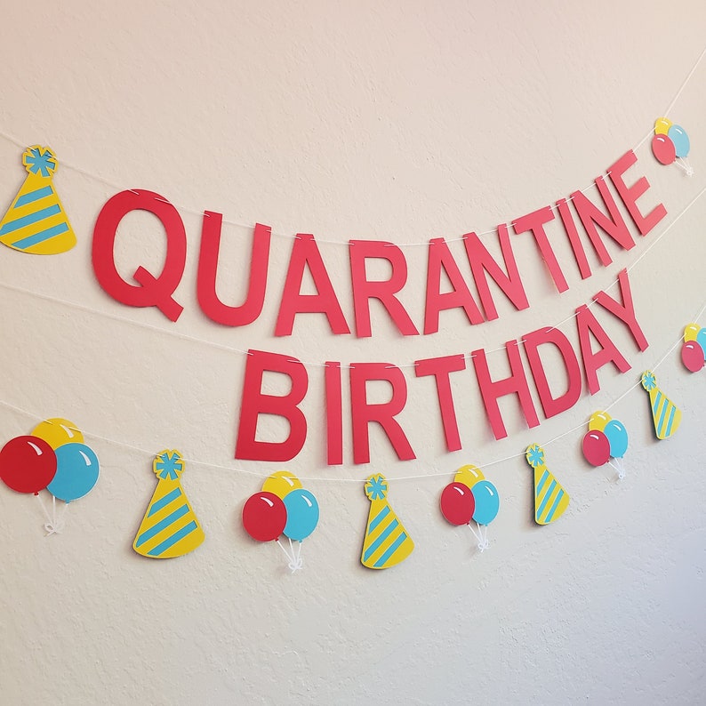 Quarantine Birthday Red Quarantine Banner Quarantine Party Etsy