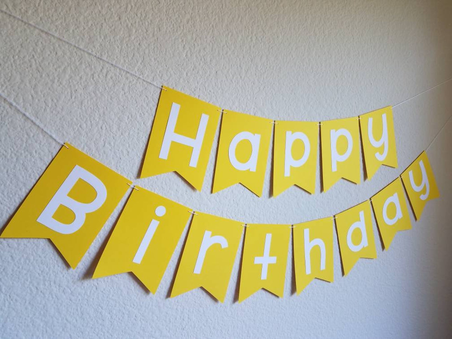 Yellow Birthday Banner Yellow and White Birthday Yellow and | Etsy
