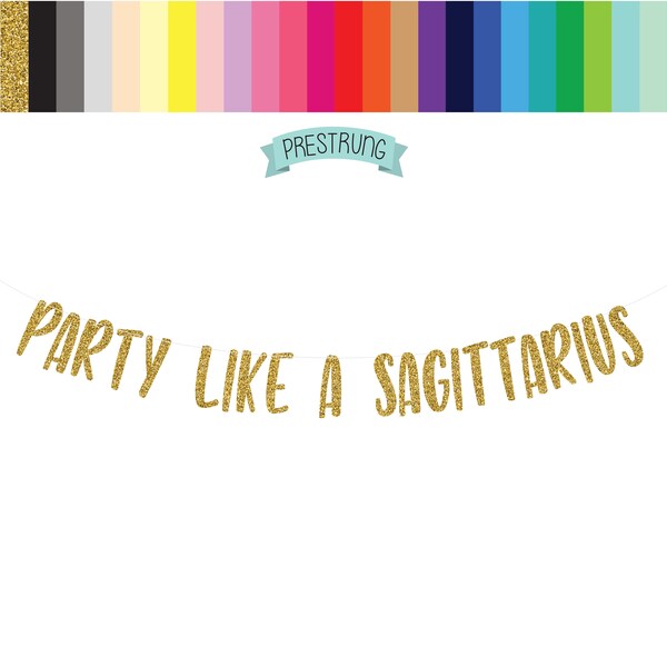 Sagittarius Baddie Birthday Banner - Zodiac Constellation Party Decor, Gold Glitter, 7.7ft Long