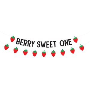 Strawberry 1st Birthday Banner – 'It's Berry Fun To Be One' Decor, Red Berry Sweet Party Supplies