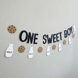 One Sweet Boy, One Sweet Boy Banner, Cookie Party Decorations, Cookies and Milk Decorations, Custom Cookie Banner, Cookie Decorations