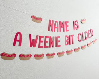 A Weenie Bit Older, Hot Dog Birthday Party, Hot Dog Party Decorations, A Weenie Bit Older Birthday Theme Ideas, Custom Hot Dog Banner