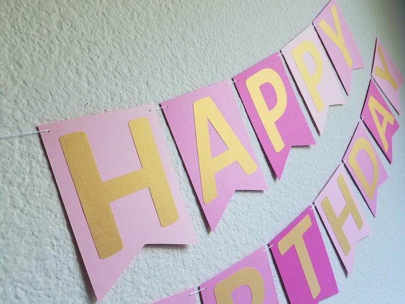 Pink Happy Birthday Banner Pink Birthday Banner Pink and | Etsy