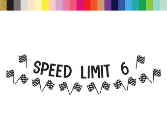 Speed Limit 6, Speed Limit Banner, Speed Limit Theme, Racing Birthday, Racing Decorations, Racing Birthday Party, Custom Racing Banner