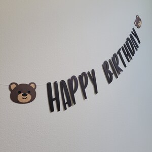 Bear Happy Birthday Banner, Bear Birthday Decorations, Bear Birthday ...