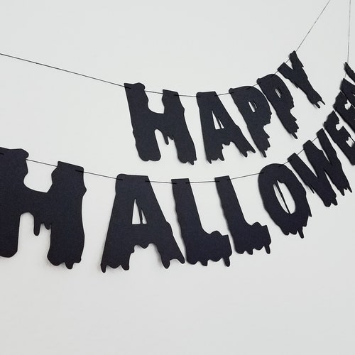 Happy Halloween Banner, Spooky Halloween Banner, Black Halloween Banner, Black Halloween Decorations, Happy Halloween Sign