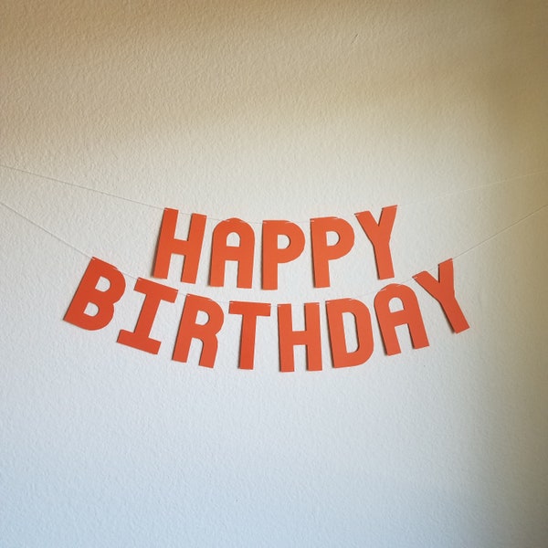 Orange Happy Birthday Banner - Etsy