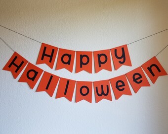 Happy Halloween Banner, Halloween Banner, Orange and Black Halloween Banner, Orange and Black Halloween Decorations, Happy Halloween Sign