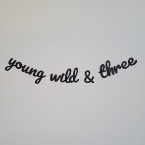 Young Wild & Three, Young Wild and Three Banner, 3rd Birthday Party, 3rd Birthday Banner, 3rd Birthday Party Decor